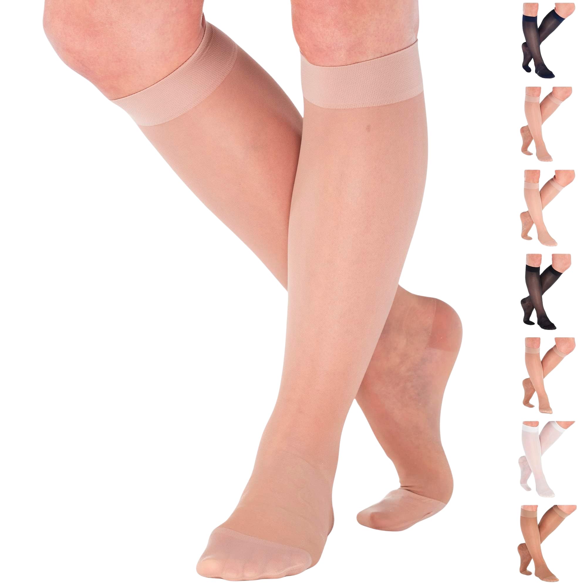 ATRAVEL101 Travel Compression Stockings Clear 15-20mmHg Made in USA