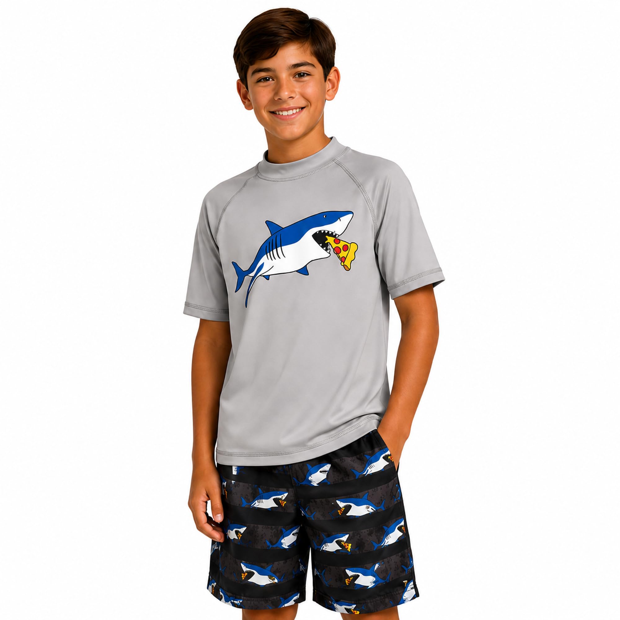 iXtreme Boys 2-Piece Rash Guard Swim Set Short Sleeve Shirt &amp; Trunks