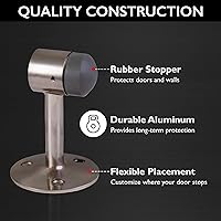 Vista 53 de Gooseneck Door Stop Wall Protector with Rubber Tip, Design House Matte Black Aluminum Door Stopper, 2-Pack, 189290-MB