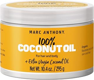 Marc Anthony 100% Hair and Body Coconut Oil + Extra Virgin 10 Ounce Jar, 295 ml.