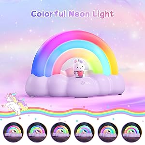 ICARER FAMILY Rainbow Night Light, Kids Light with Three Mode and 30 min Timing LED Rechargeable Touch Control Neon Light for Kids Room,Nursery Night Light for Baby, Gift for Girls and Boys (Purple)