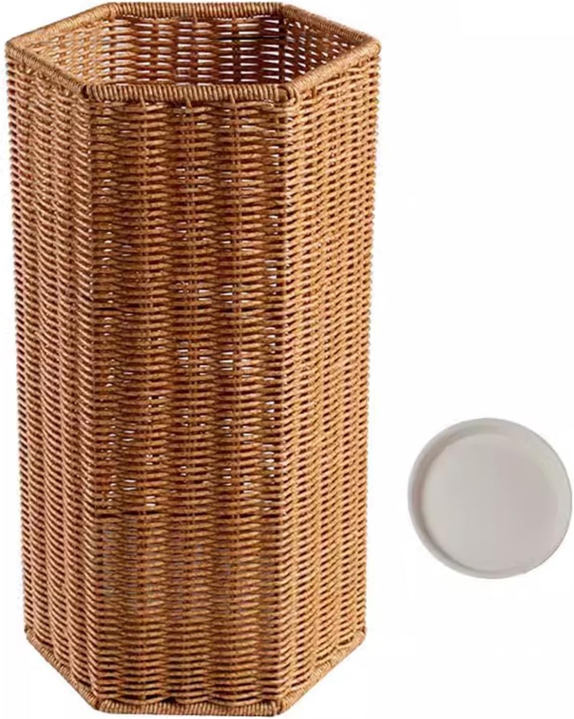 Panier rond porte-parapluie en rotin synthétique pour couloir et bureau spacieux