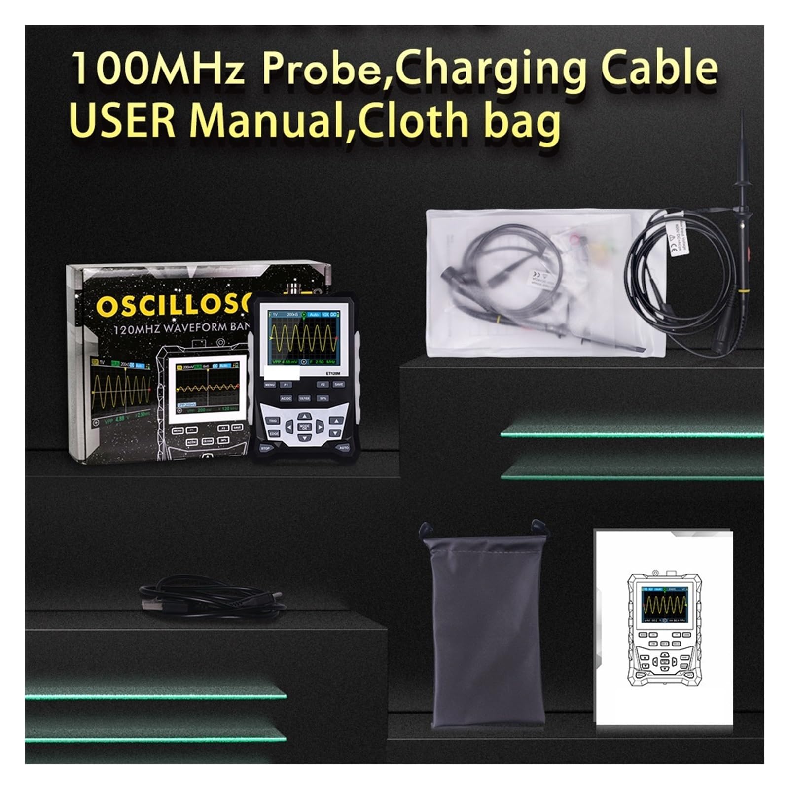 Osciloscopio Portátil De Mano 500 MS/s 120 MHz Digital