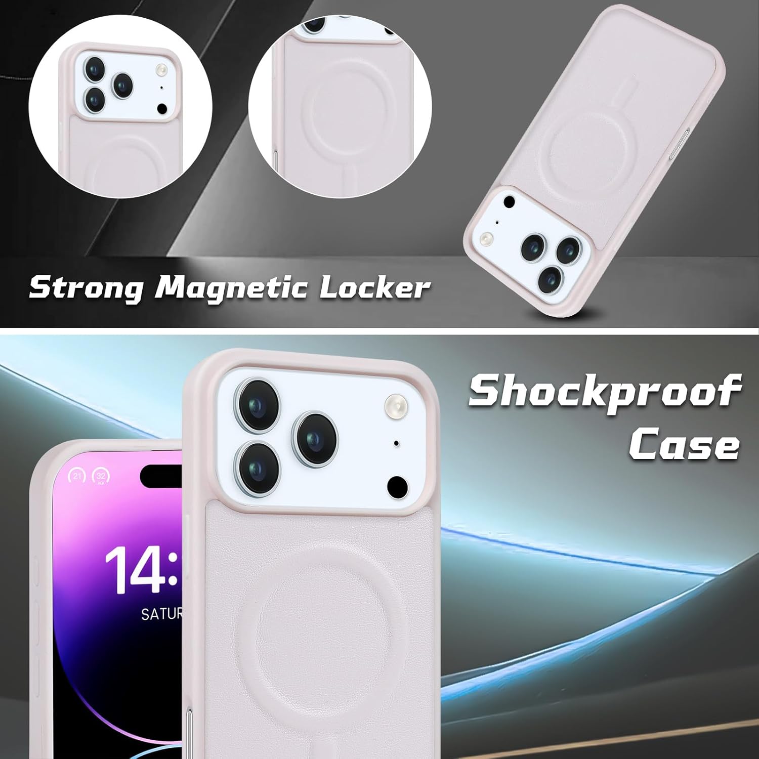 Lacass for iPhone 17 Pro Detachable Crossbody Wallet Case, Compatible with MagSafe Magnetic 2 in 1 RFID Blocking PU Leather Wallet Cover Card Holder Zipper Make Up Mirror (White) - Image 6