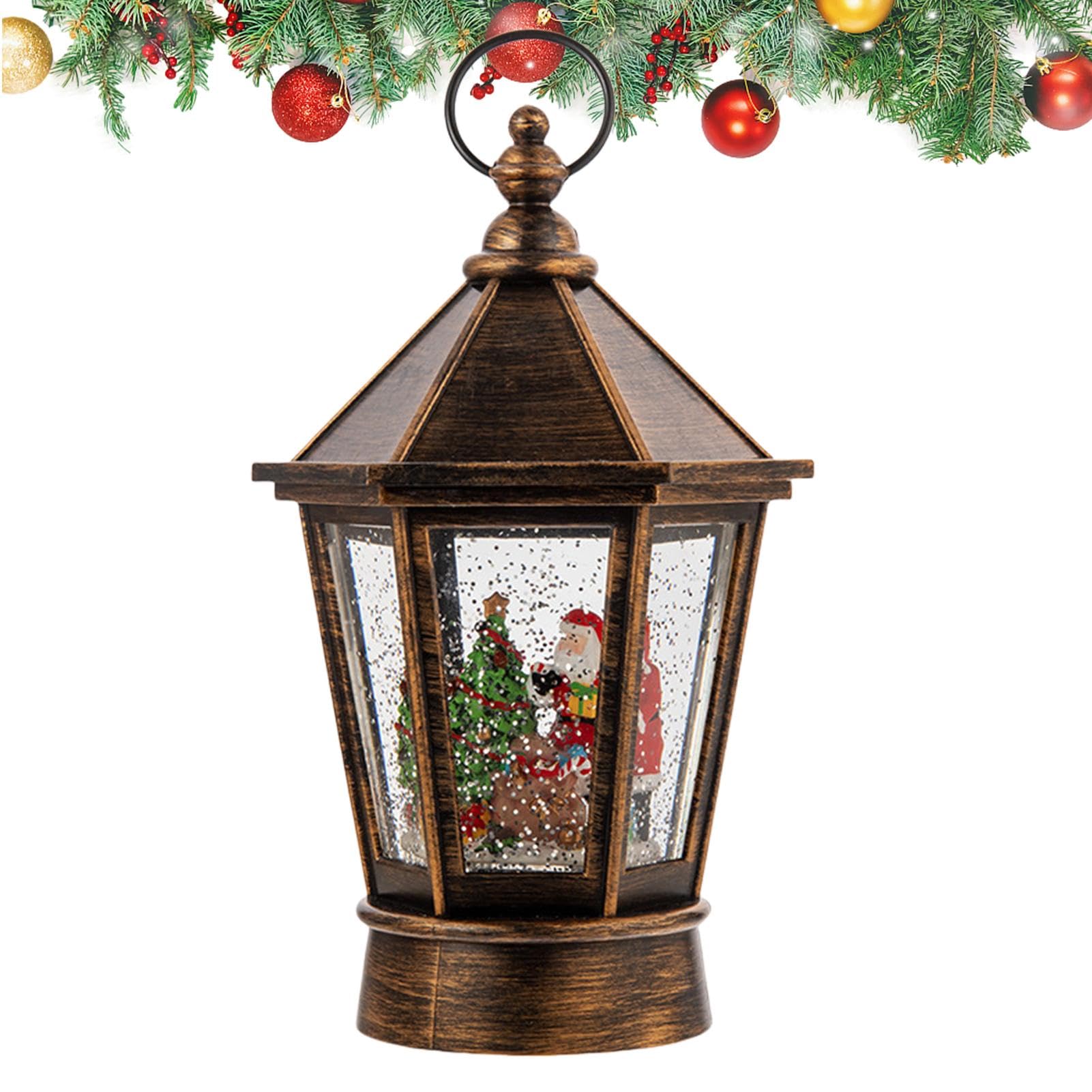 Lanterna con neve illuminata, musicale con neve con glitter vorticosi, decorazione da tavolo a batteria, decorazione per feste di Natale | decorazione da tavolo a batteria, decorazione per feste di Natale