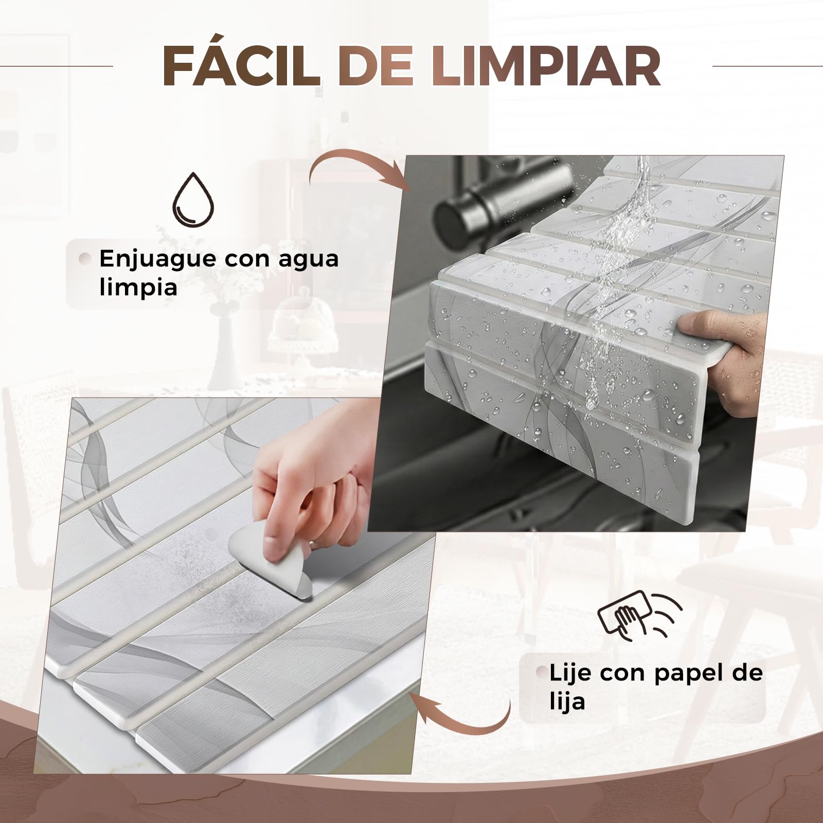 Alfombrilla Escurreplatos de Diatomeas 40 x 30 cm, Escurreplatos Diatomita Cocina, Secado Rápido Absorción (Patrón de Ondas, con Jabonera)