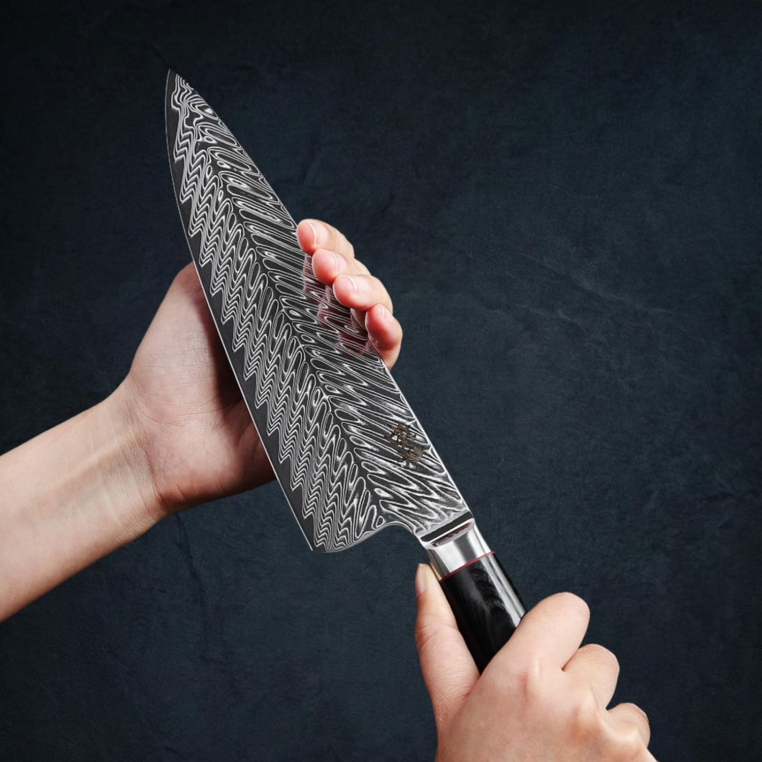 DONGSUN 8" Damascus Wide Blade Chef Knife, 73-Layer VG10 Super Steel Forged Japanese Gyuto, Professional Kitchen Knife with North American Black Walnut Sheath, Ultra Sharp Cooking Knife