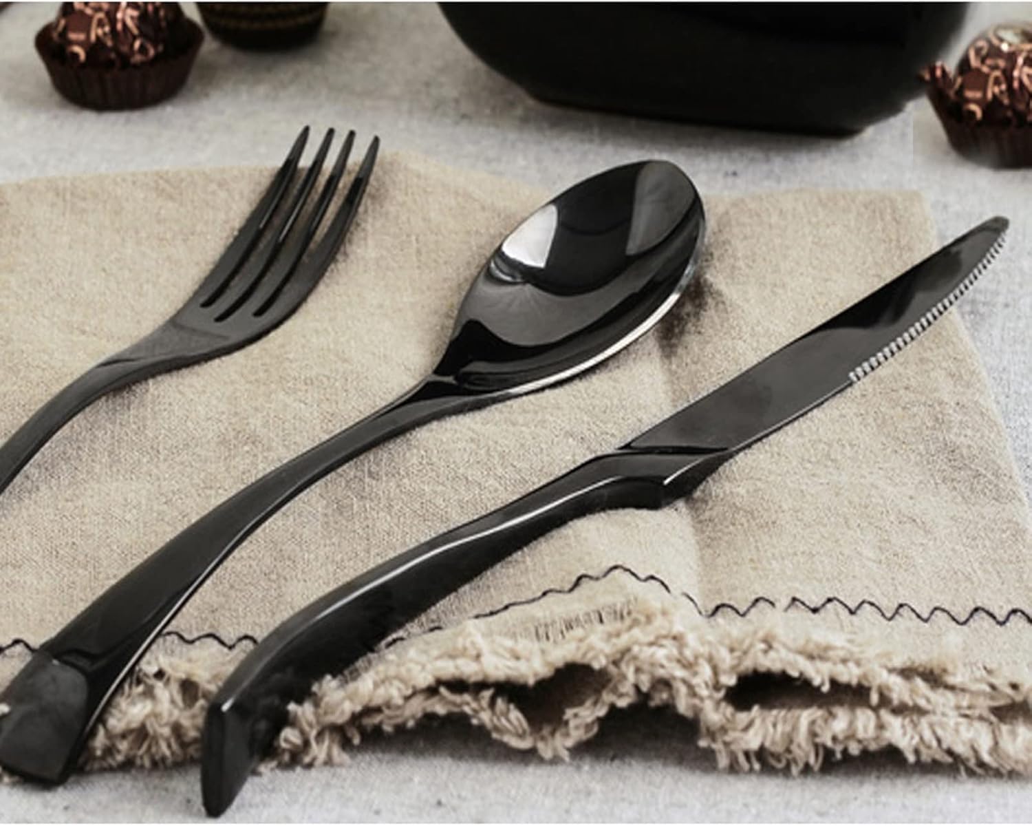 Dinner Forks Table Dessert Cake Fork Stainless Steel Cutlery Black Household Dinner Tableware Food