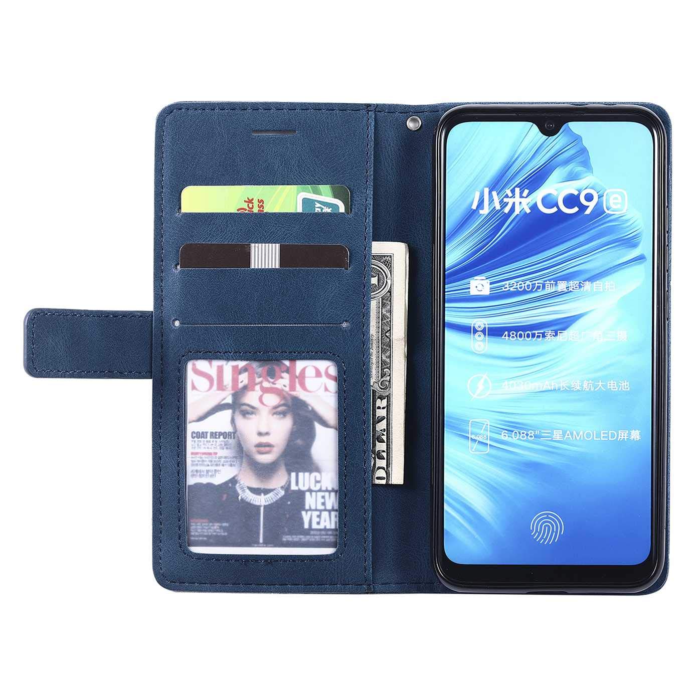 Cover for Xiaomi Mi A3, Flip PU Leather Case Cover Wallet Case for Xiaomi Mi A3, [Kickstand] [Card Slot], Blue - 3
