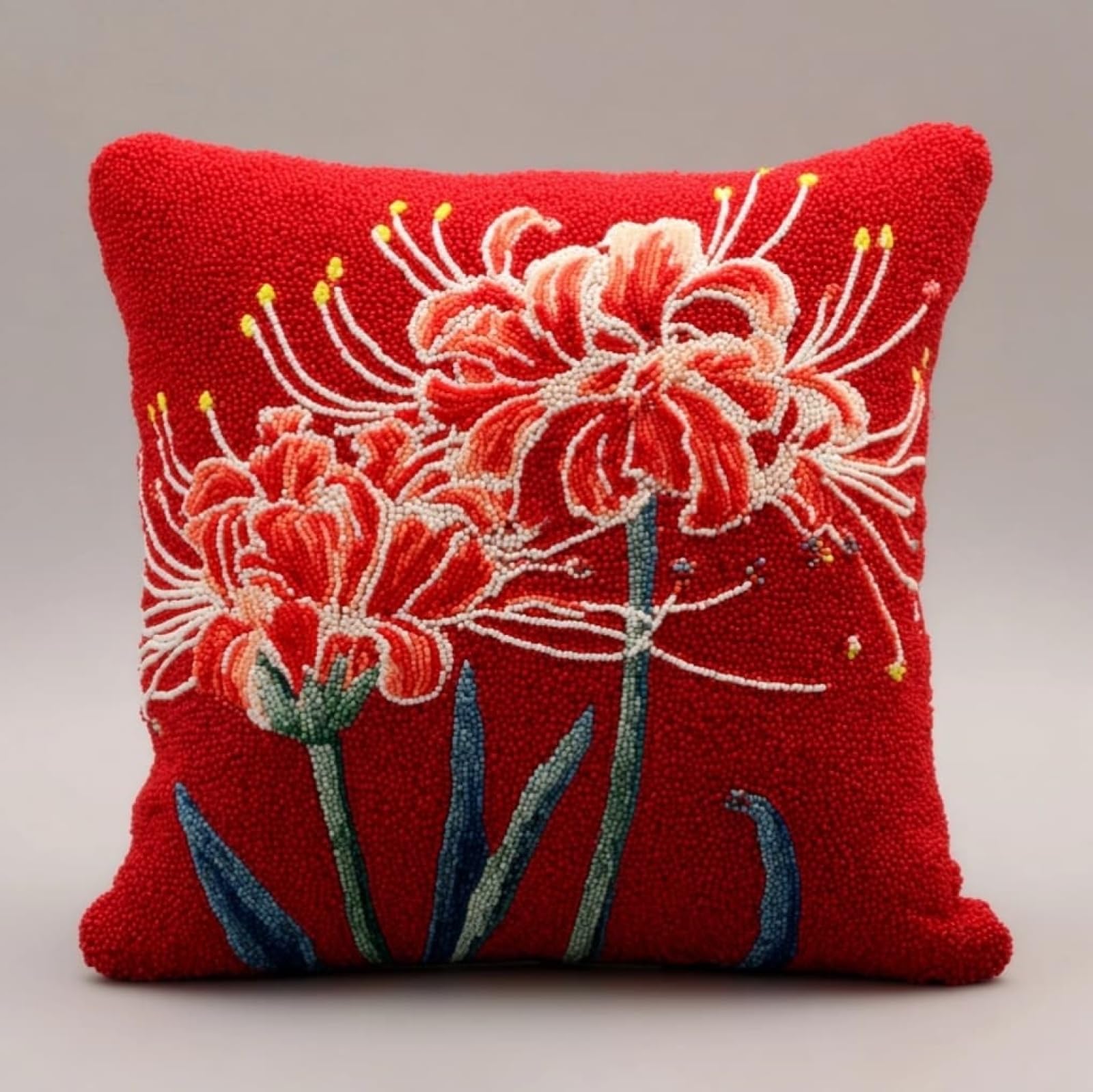 WallustrioaW Latch Hook Pillow Kits 43x43cm,Beautiful Lycoris Radiata