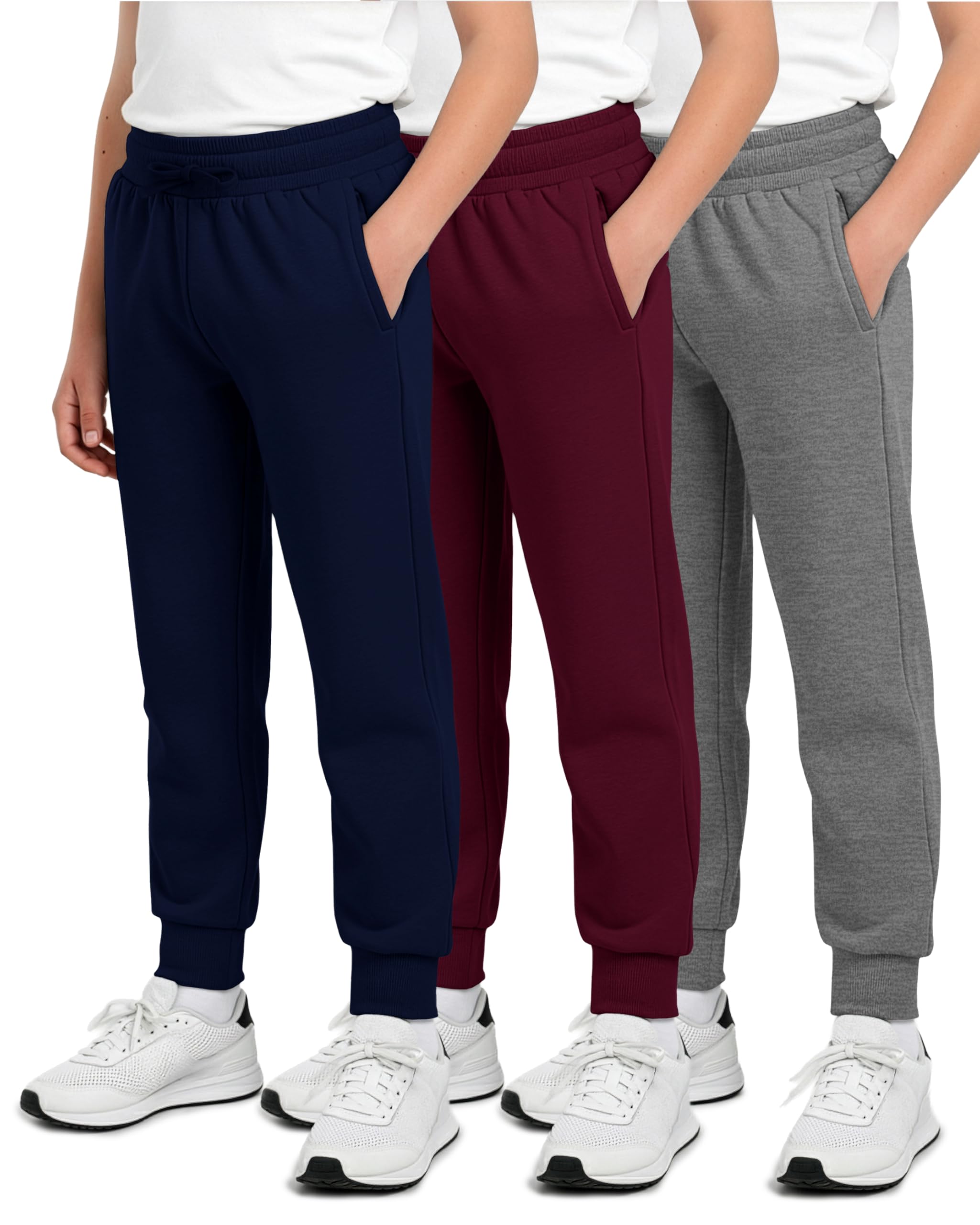 Photo 1 of ** red only**
Real Essentials 3 Pack: Boys' Cotton Fleece Jogger Sweatpants - Active Athletic Youth Pants for Teens with Pockets-Set 4,S(8-10)