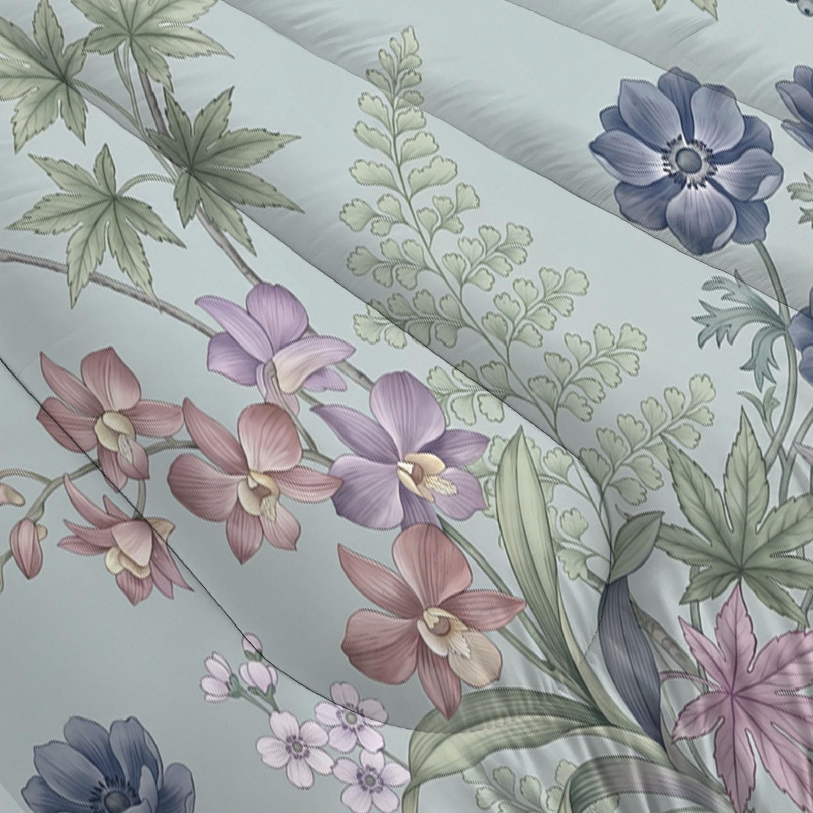 Copriletto Trapuntato Per Bambini Con Piante Semplici Da Campagna | Trapunta Singolo Invernale, Grigio, Piumone Caldo Morbido Foglie Floreali Delicate Per Decorazione Camera Da Letto