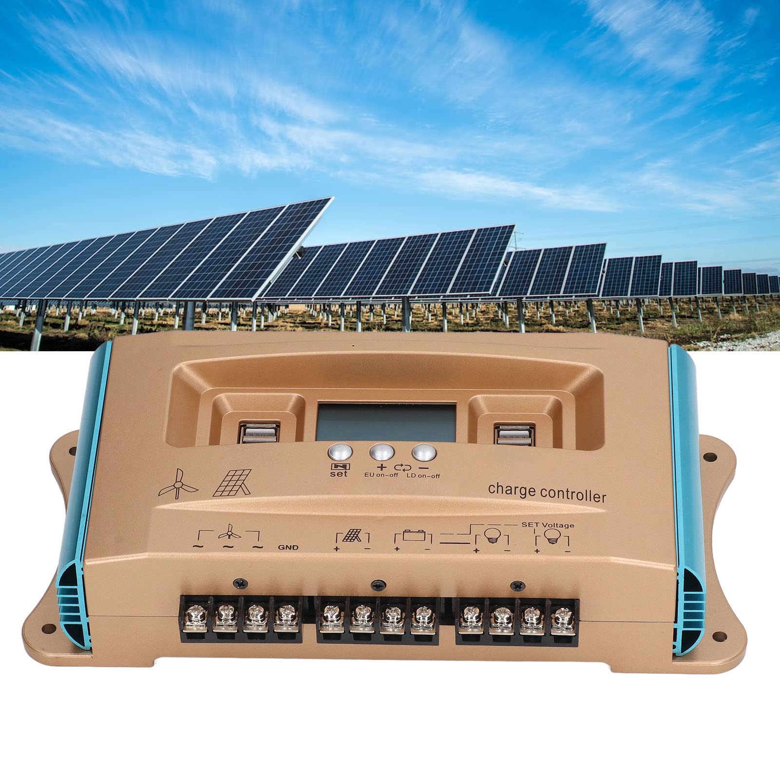 FTVOGUE Regolatore di Carica Solare Multiprotezione Protezione da Sovraccarico MPPT Regolatore di Carica Solare per Camper 12V 24V 36V 48V 60V (100A)