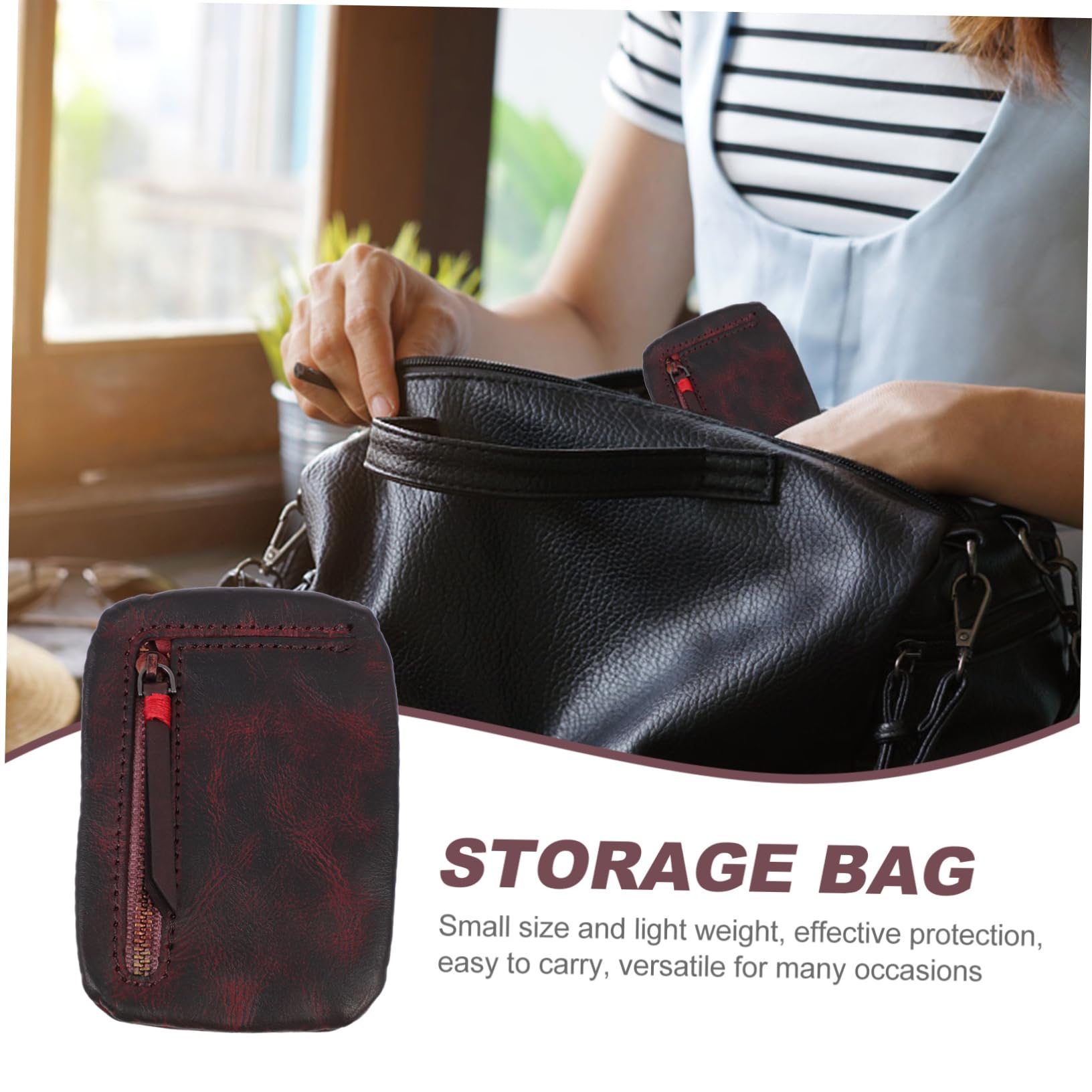 Angoily 3 Piezas bolsa de almacenamiento cargador de celular bolsa organizadora Cargador USB cable telefonico bolsa de cable USB u disco organizador auricular Monedero gerente piel genuina
