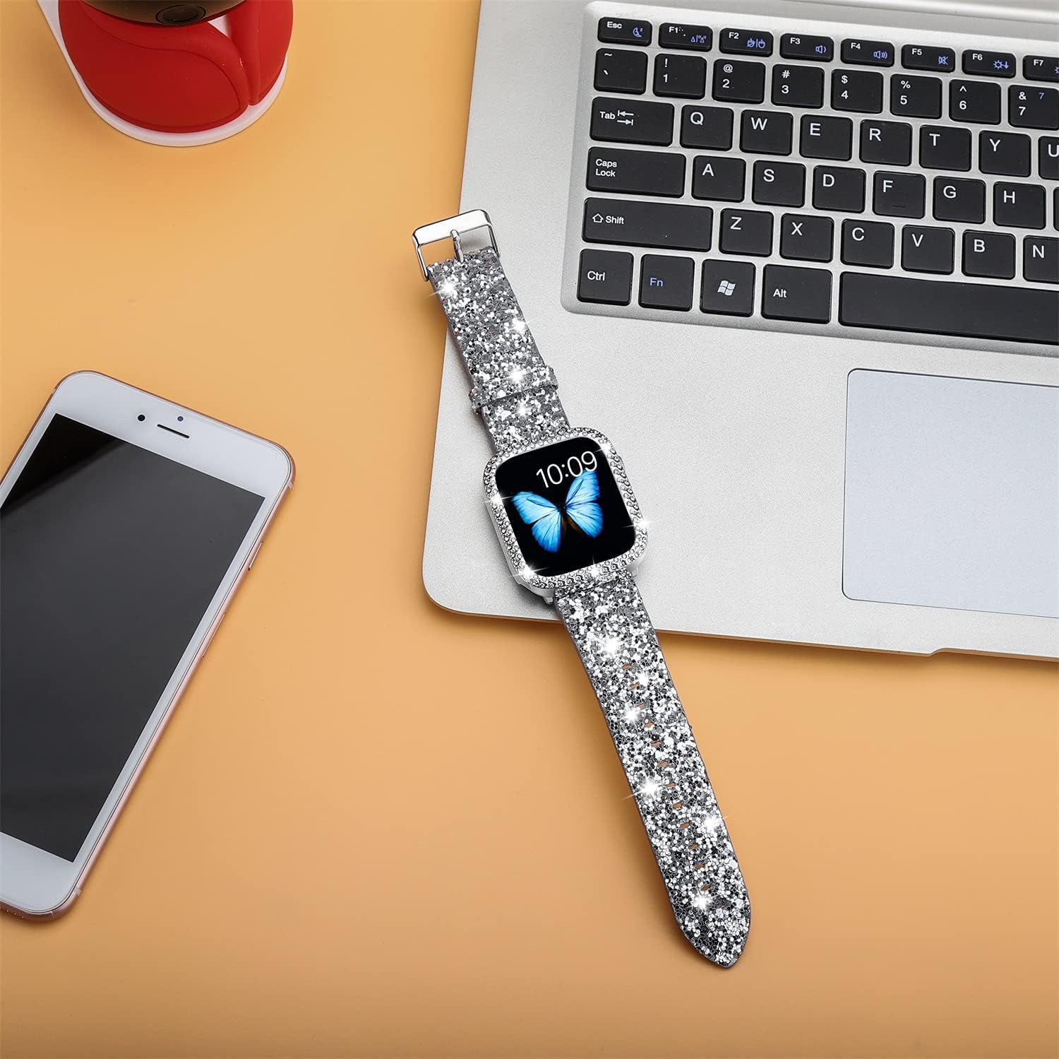 Compatible For Apple Watch Band with Bling Diamond Case 38mm 40mm 41mm 42mm 44mm 45mm 46mm 49mm Ultra 3/2/1, Women Glitter Sparkle Bands For iWatch Band Series 11 10 9 8 7 6 5 4 3 2 1 & SE3 SE2 SE - Image 3