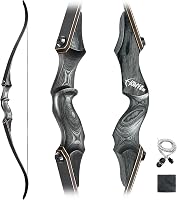 Obert Black Hunter 60 Inch Takedown Recurve Bow with Bamboo Core Limbs - Right Hand Archery Hunting Target Practice Bow
