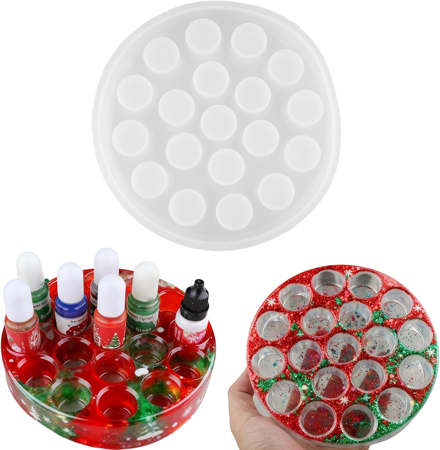 Epoxy Resin Pigment Organizers Resin Mold, Multi-Slot Resin Colorant Rack Silicone Casting Mould, Jewelry Dye Essential Oils Storage Holder Mold,Home Decor
