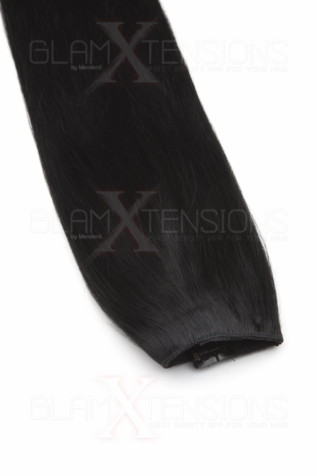 Echthaarperücke Elegante Halbperücke Half Wig trendige Perücke - Clip in Extensions Remy Echthaar in diversen Farben 50cm (01 Schwarz)