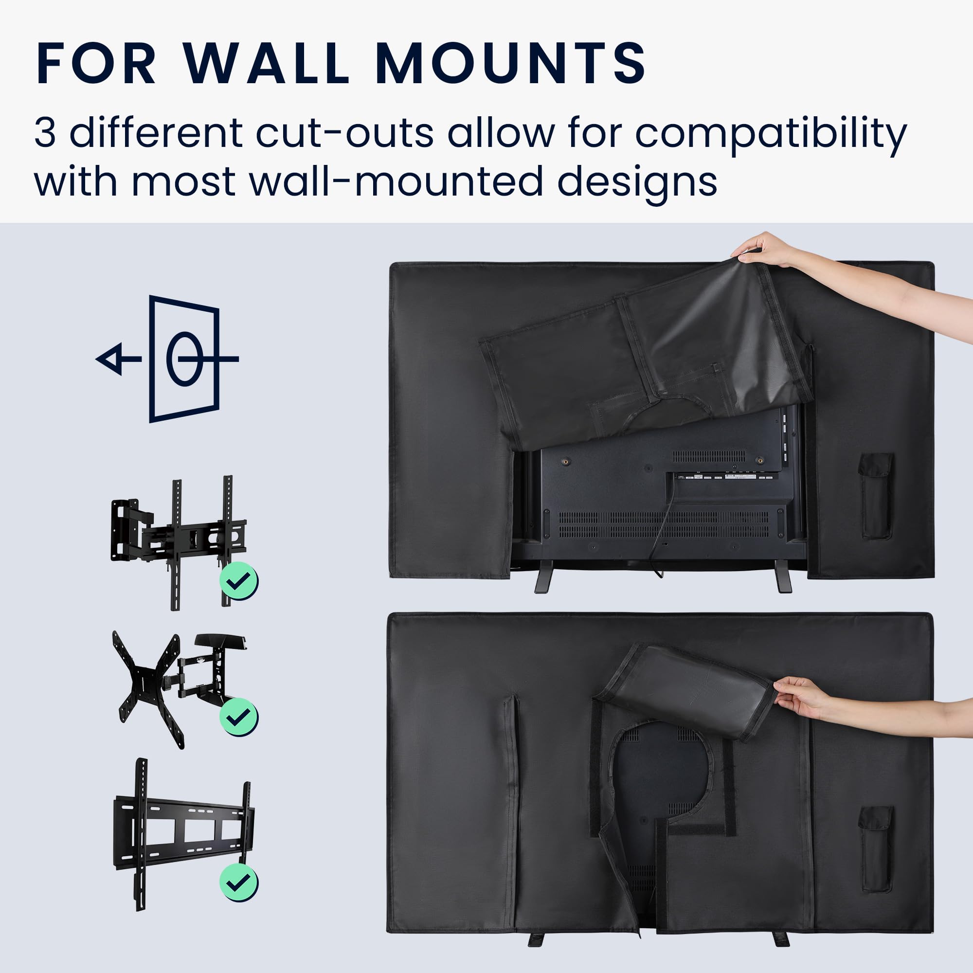 kwmobile Housse écran TV compatible 75" TV - Housse protection TV extérieure contre intempéries poussière éclaboussures noir