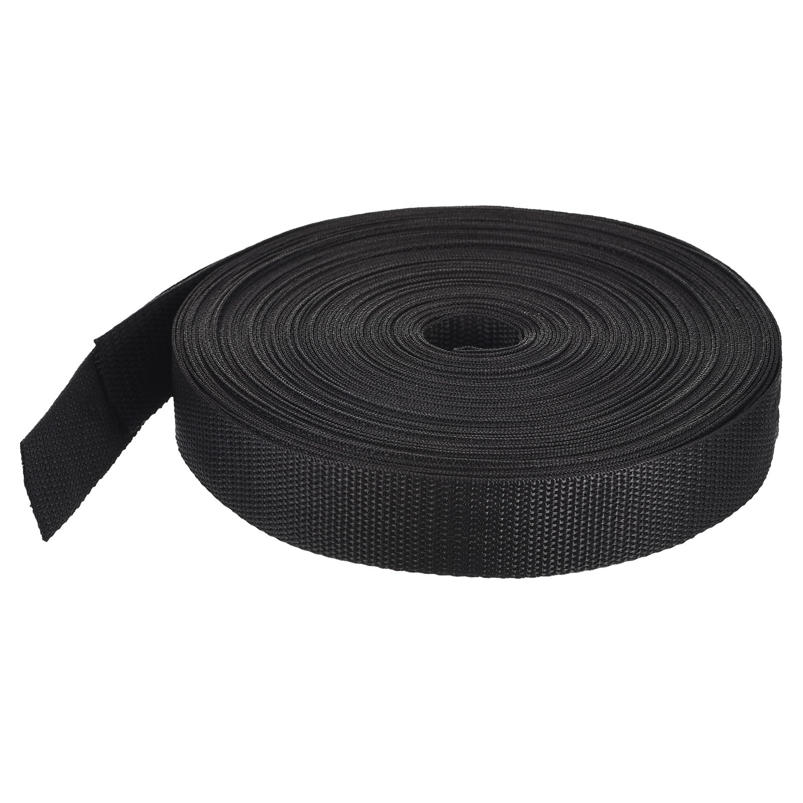 MECCANIXITY Lightweight Polypropylene Webbing Strap 1 1/2" 25 Yard Backpack Strapping Band Black for Outdoor Luggage Cargo Straps