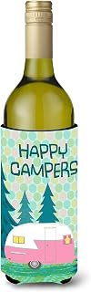 VHA3004LITERK Happy Campers Glamping Trailer Wine Bottle Hugger Bottle Cooler Sleeve Hugger Machine Washable Collapsible Insulator Beverage Insulated Holder