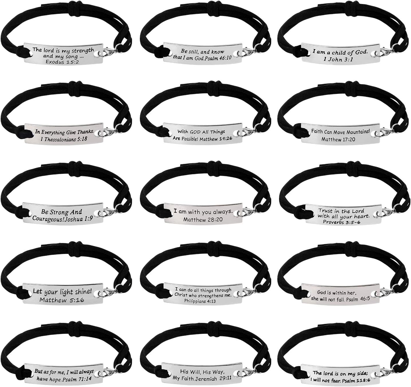 15 Pieces Christian Bracelets Christian Easter Gifts Religious Gifts Religious Bible Verse God Bracelets for Women Men Teens