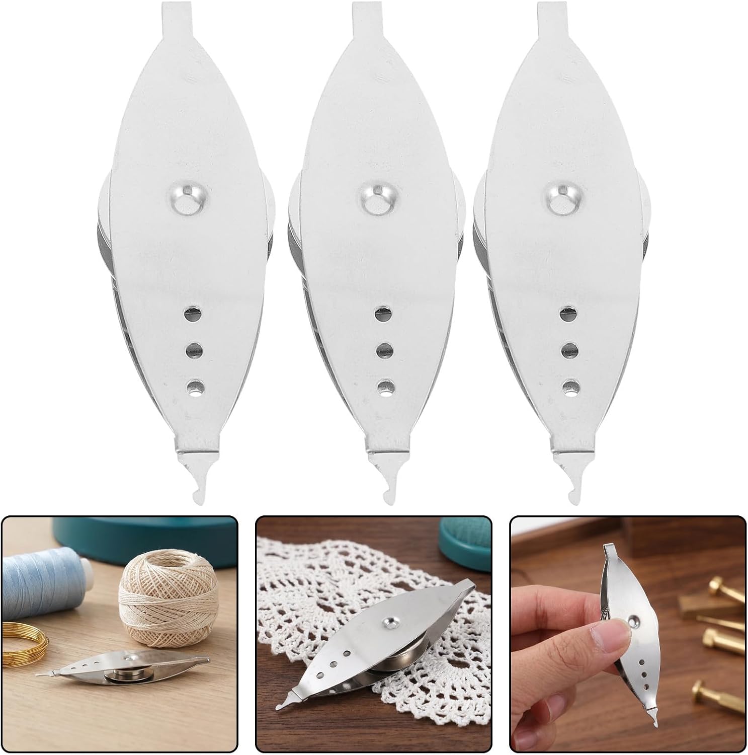 Metal Tatting Shuttle with Removable Bobbin for Beginners 6pcs