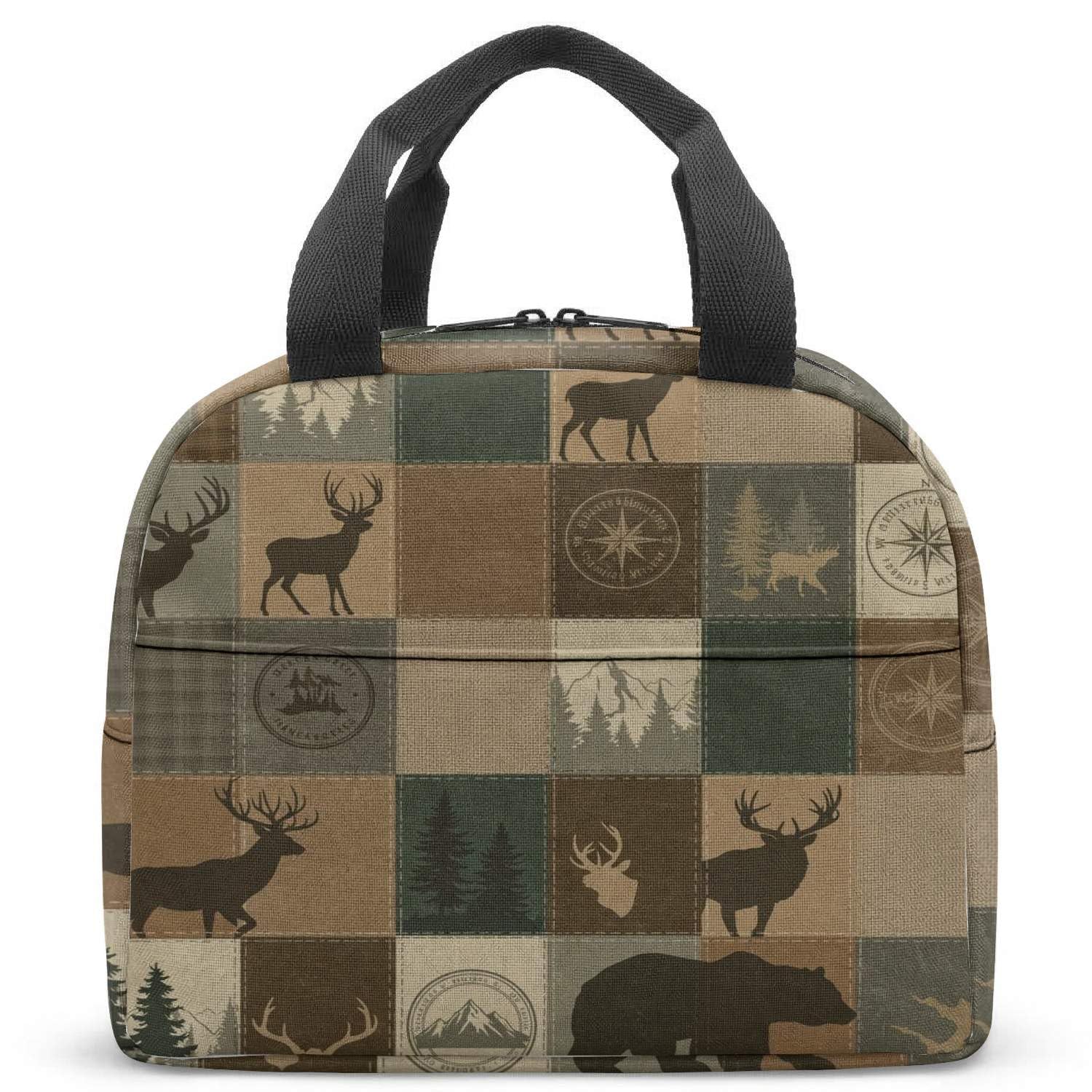 Boîte isotherme Woodland Bear performante avec motif pin et cerf pour l'école