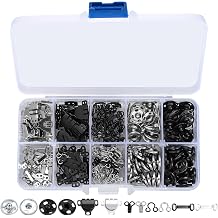 HexinYigjly 200pcs Sewing Hooks and Eyes Closure Set, 3 Styles Skirt Hook | Metal Snaps Buttons Fasteners Press Studs Set,hook and eye fastenings for clothes-Skirt,Bra,Trousers,Dress,Sewing,DIYCrafting