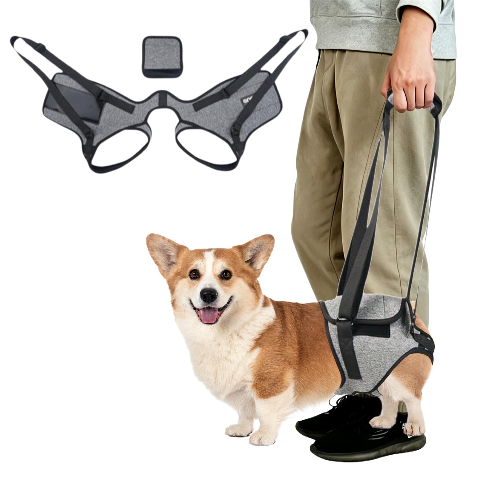 Dog Sling for Back Legs with Handle, Adjustable Dog Lifting Harness for Back Legs, Soft Support Harness Walking Aid for Injured Disabled Elderly Dogs (M)