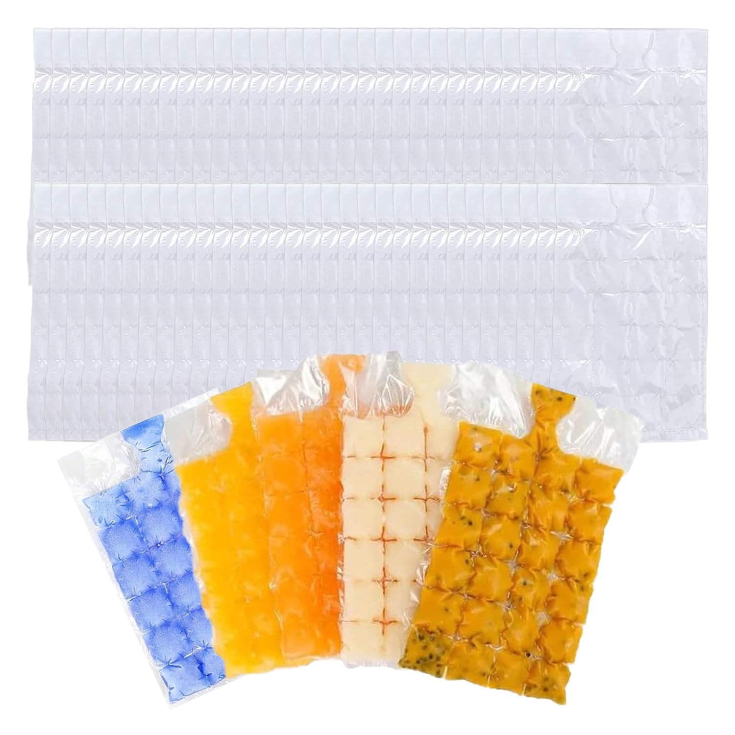 SYEYCW 60 Pcs Ice Cube Bags, 1440 Cubes, Food Grade Plastic Ice Chunk Maker Bags, for Freez, Cocktail, Whiskey, Chilled Drinks, Kitchen BBQ Parties, Travel, Camping