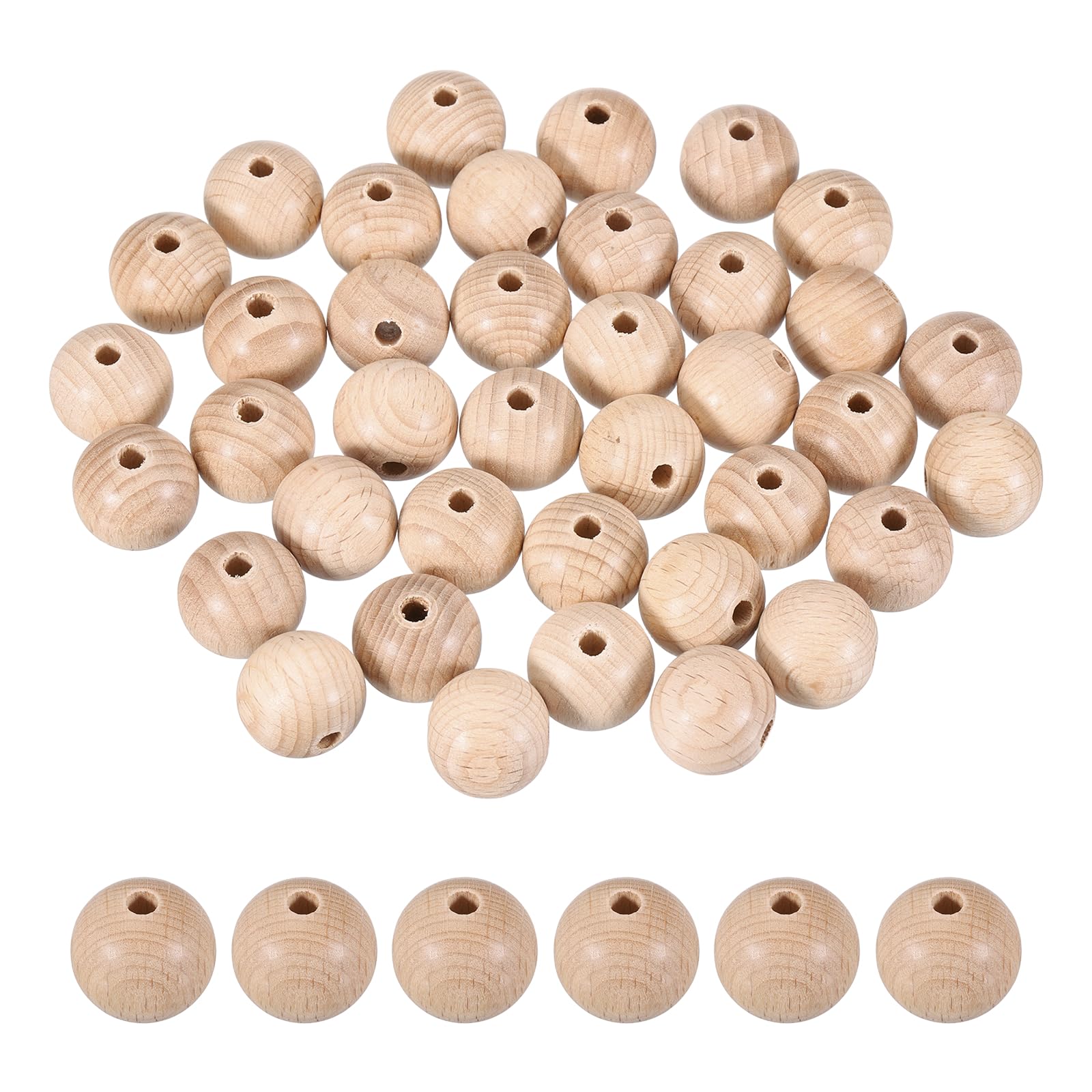 sourcing map 40 Pcs 20mm Wood Beads, Pure Natural Round Wooden Beads Unfinished Wood Loose Spacer Beads for Jewelry Making DIY Crafts Garland Macrame Home Decoration