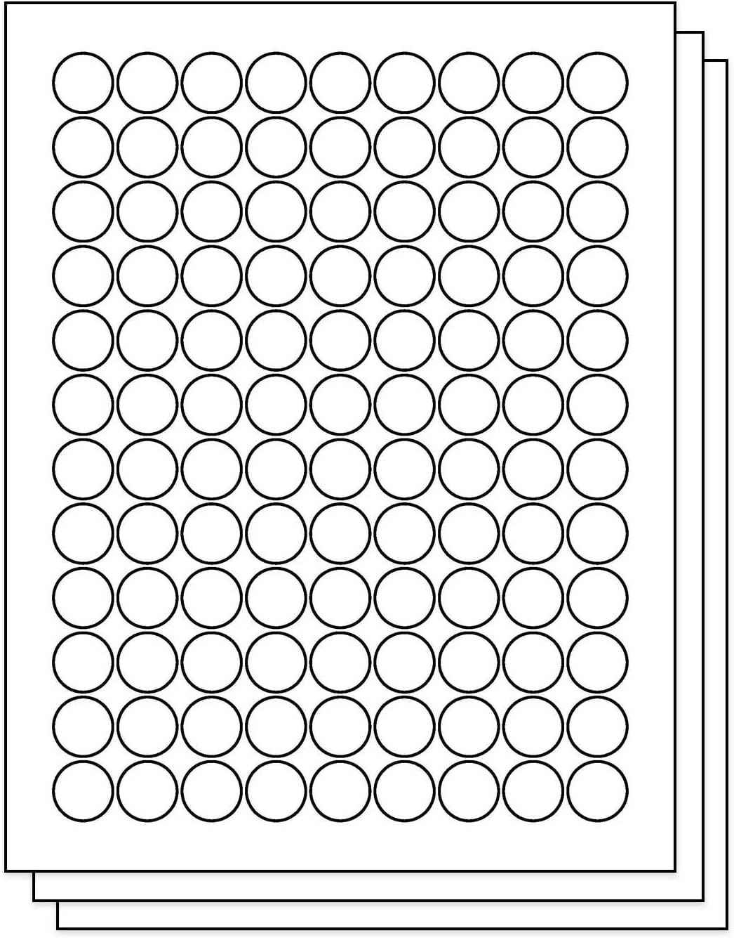 3/4 inch Round Labels - 108 per Sheet, 1080 Circle Labels, 10 Sheets for  Inkjet & Laser Printers