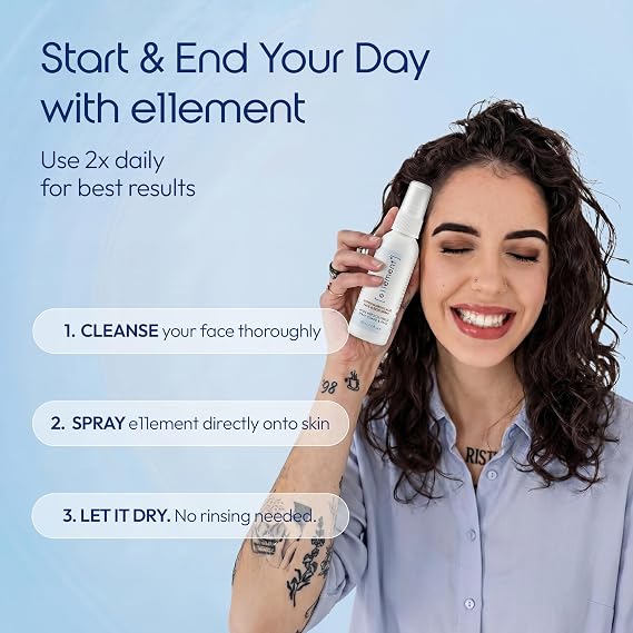 e11ement Hypochlorous Acid Spray for Skin, HOCl Facial Mist & Body Spray, Skin Cleanser for Face, Acne Prone & Sensitive Skin, Fragrance Free, All Skin Types & All Ages (2 oz)