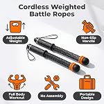 2PCS Weighted Ropeless Battle Ropes, Quiet Cordless Training Ropes Fitness Equipment, Portable Arm Exercise with Non-Slip Handles for Home Gym Workout (Black and Orange)