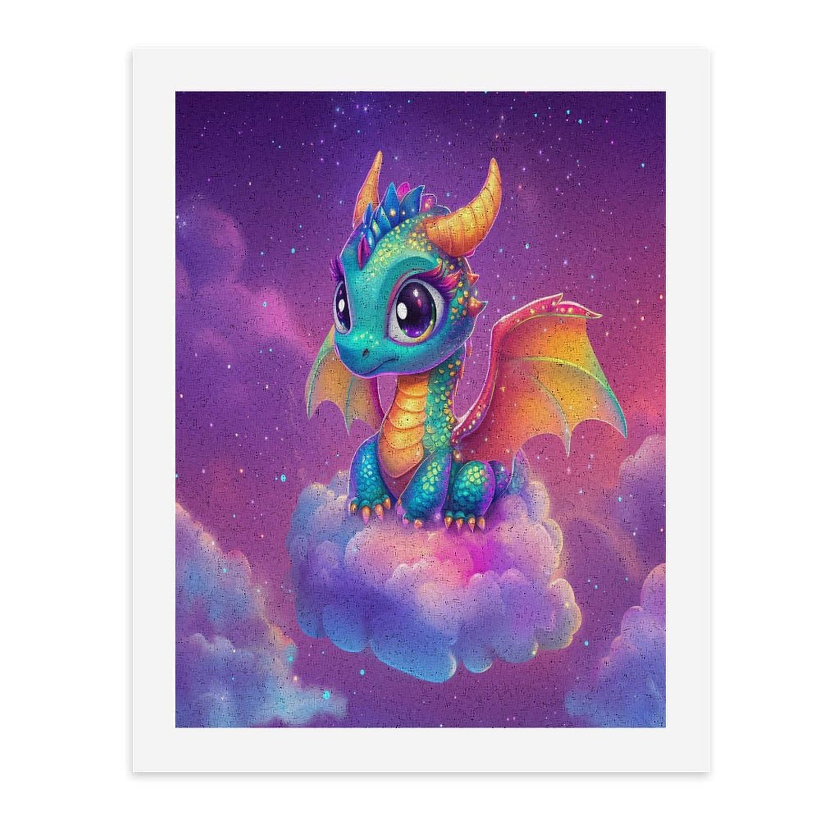 Malen nach Zahlen für Erwachsene, Motiv: süßer Drache, Regenbogenfarben, vertikal, Baumwolle, digitales Ölgemälde, Heimdekoration, Geschenk, 65 x 50 cm