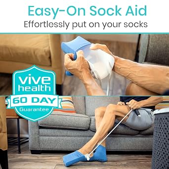 Vive Sock Aid - Easy On & Off Stocking Slider for Seniors & Limited Mobility | Device - Sock Helper Aide Tool - Puller for Elderly, Senior, Pregnant, Diabetics - Pull Up Assistance Help