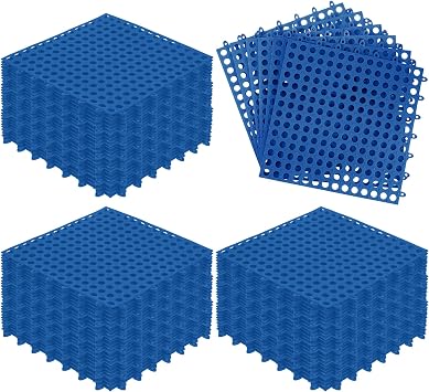 Tinideya 50 Pcs Drainage Mats 11.8 x 11.8 Modular Interlocking Floor Drainage Tiles Splicing Pool Floor Mat, Non Slip TPE Soft for Outdoor Deck Greenhouse Shower Bathroom PoolDark Blue