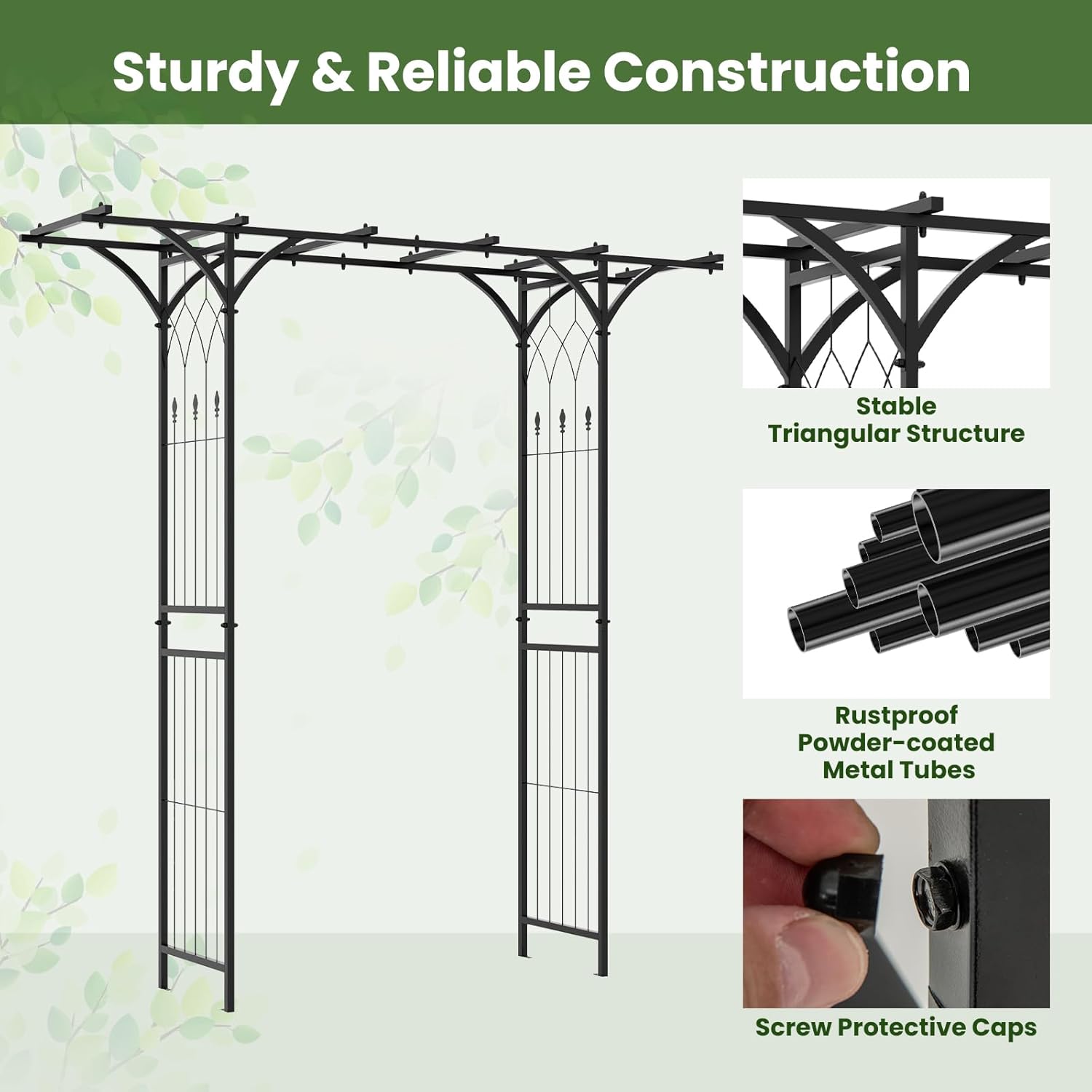 Giantex Garden Arch Trellis, Wedding Arbor for Ceremony Party, 79''W x 81''H, Metal Garden Arbor for Climbing Plants Rose, Outdoor Archway Pergola for Lawn Pathway Patio Backyard Decoration
