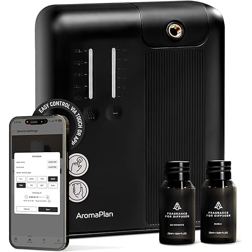 AromaPlan 2025 HVAC Waterless Oil Diffuser, Smart Scent Air Machine (2 Fragrances Included)- Whole House & Commercial Hotel Collection Diffuser| Cold Air Tech, App & Tourch Control,2000 Sq. Ft -Black