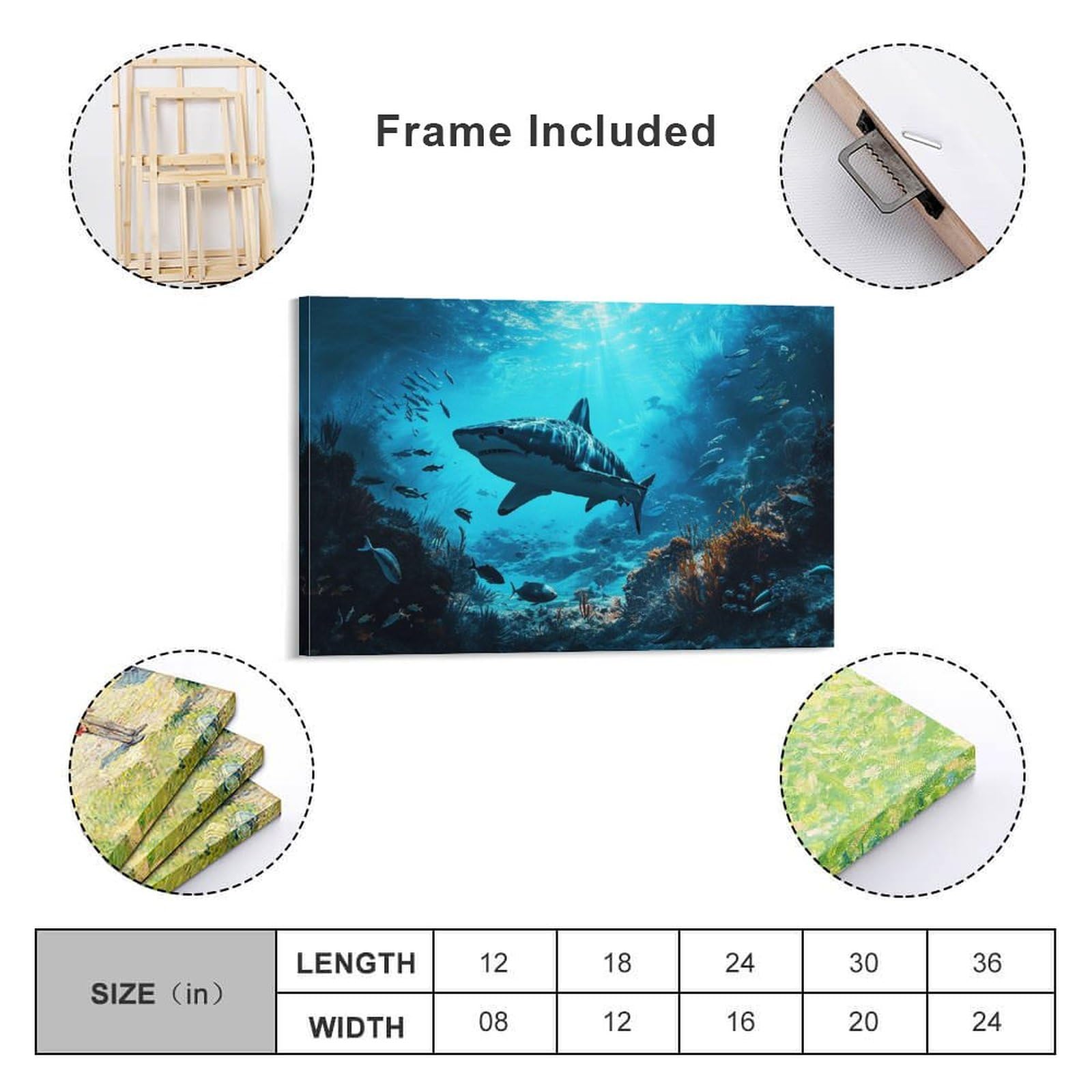 波とサメの油絵