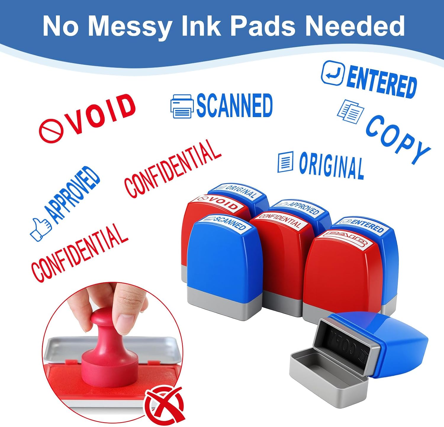 8 Pcs Office Stamps for Business, Paid Void Copy Scanned Stamp image 3