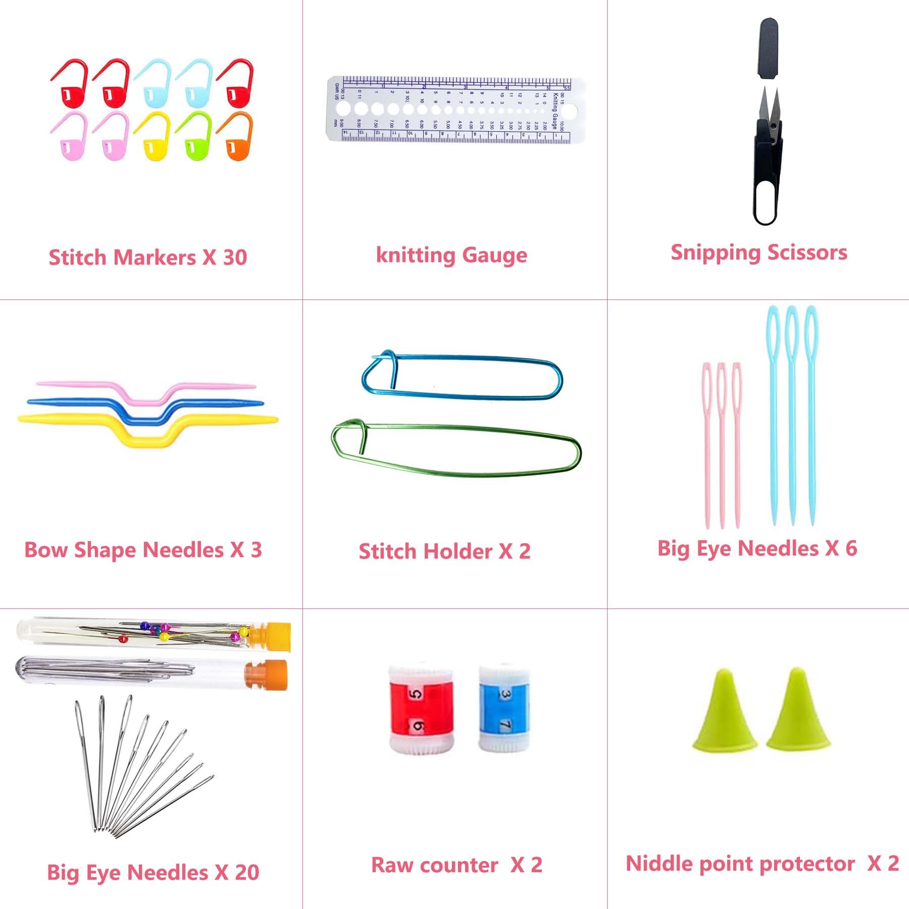 Allazone Kit all'uncinetto per principianti e adulti, kit all'uncinetto per bambini e adulti, 131 pezzi, kit professionale per lavorare a maglia all'uncinetto, kit per lavoro a maglia con aghi e