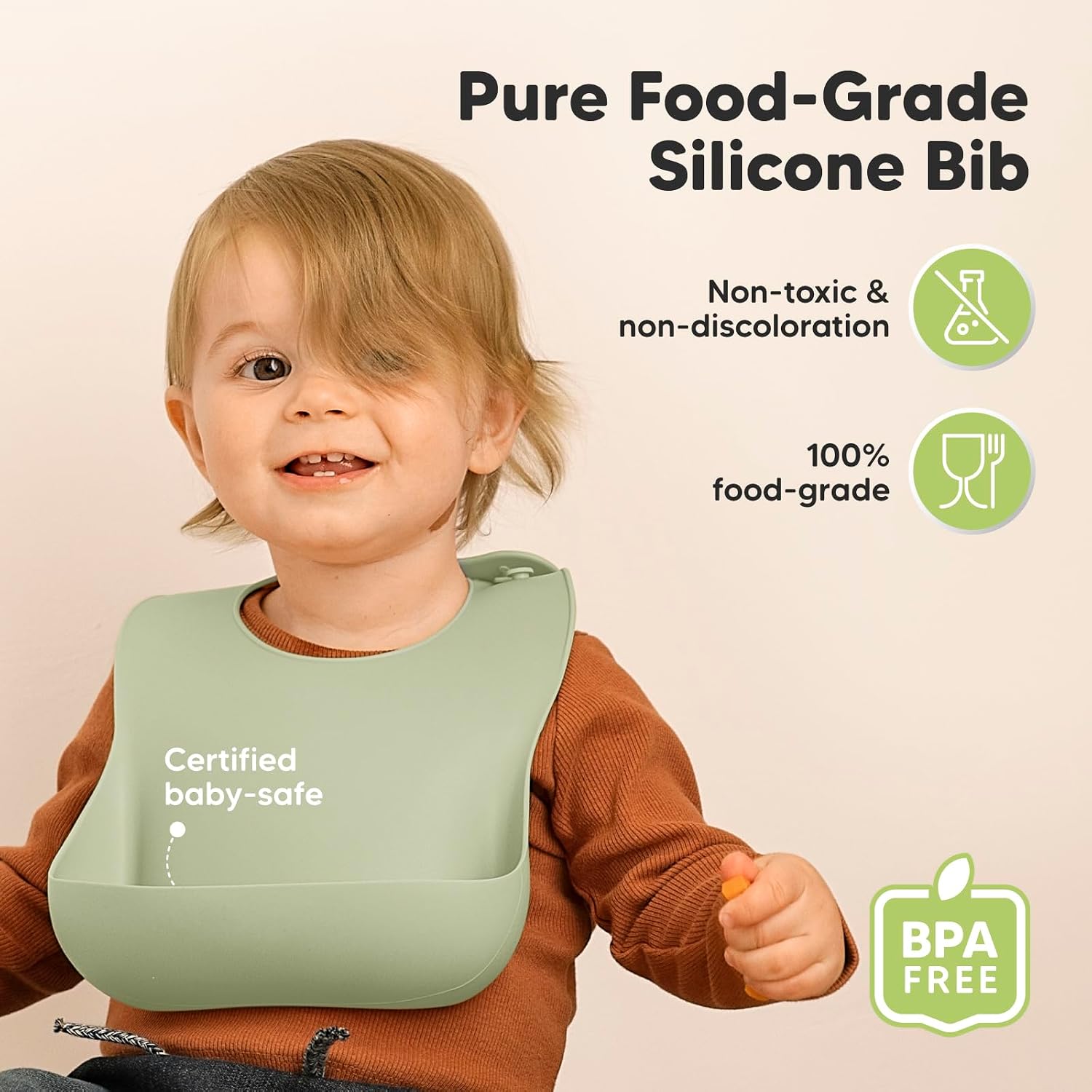KeaBabies 2-Pack Baby Silicone Bibs and Baby Washcloths - Waterproof, Easy Wipe Silicone Bib for Babies, Toddlers - Baby Towels and Washcloth
