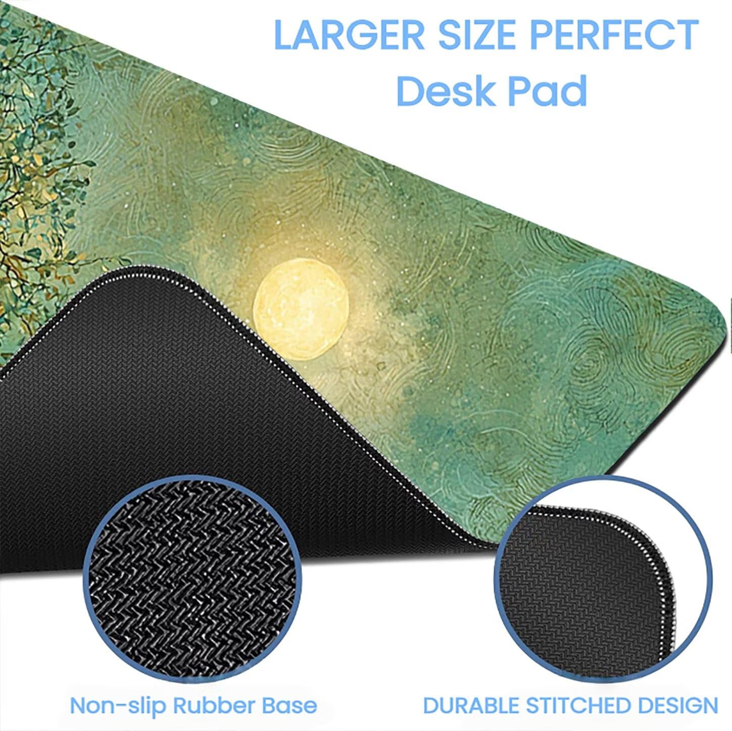 Lpfieonn Baum Großes Schreibtischunterlage, XXL Schreibtischunterlagen, Blau XXL Wasserdicht Gaming Mousepad mit Vernähter Rand und Rutschfeste Gummibasis, für Laptop/Hause/Büro 120x60cm PF-2957