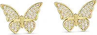 Brinco Borboleta Pedra de Zircônia Cravejada Semi Joia Banhado Ouro 18k, Ideal para Presente, Perfeito para adicionar Sofisticação e Estilo, Designer Elegante e Charmoso