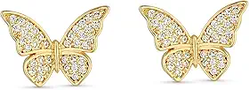 Brinco Borboleta Pedra de Zircônia Cravejada Semi Joia Banhado Ouro 18k, Ideal para Presente, Perfeito para adicionar Sofisticação e Estilo, Designer Elegante e Charmoso