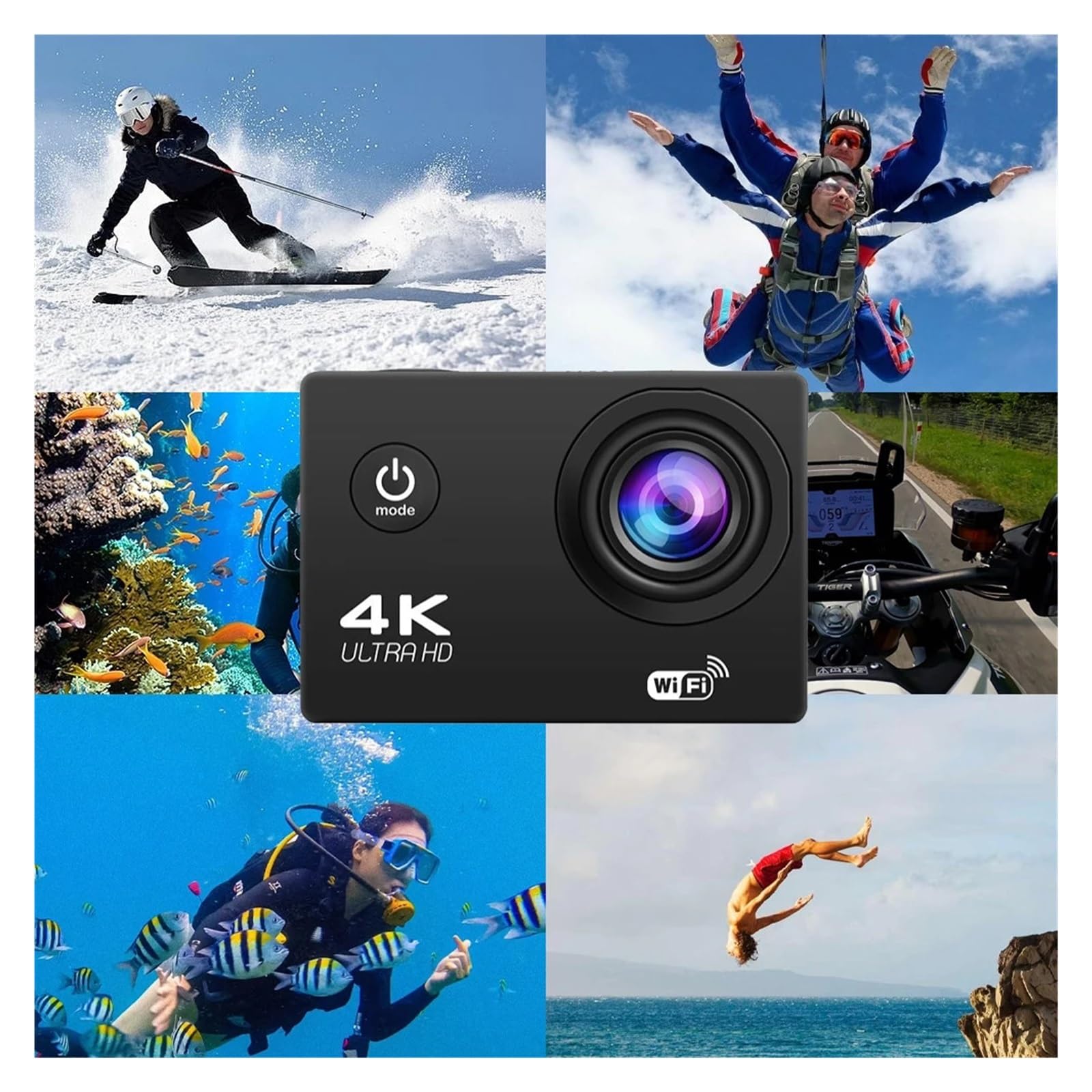 4K Macchina Fotografica di Azione 1080P/30FPS WiFi 2.0 "170D Subacquea Casco Impermeabile Videocamera Registrazione Telecamere Sportive Mini cam esterna