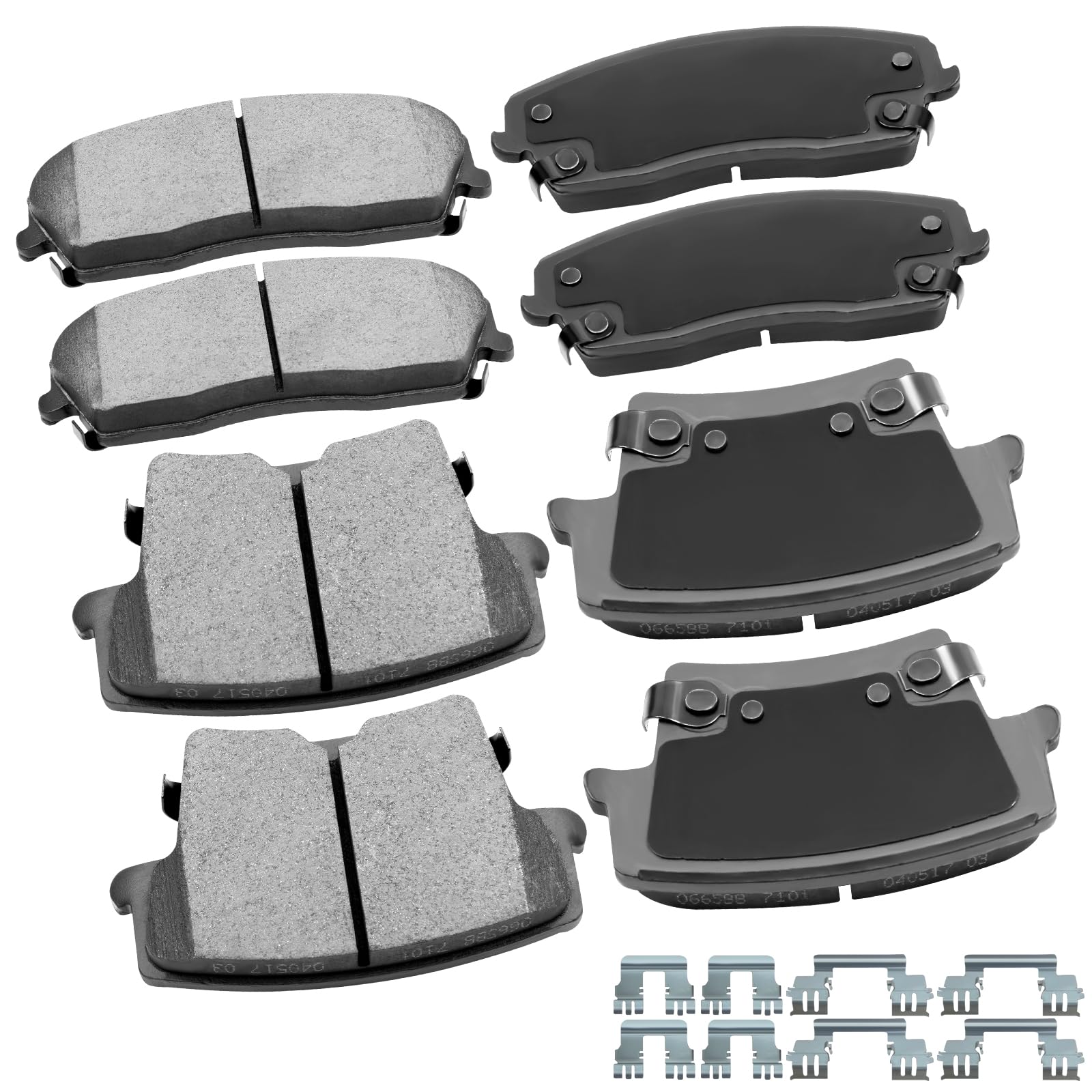 cciyu D1056 D1057 Brake Pads w/Hardware Front Rear Disc Brake Pad Set