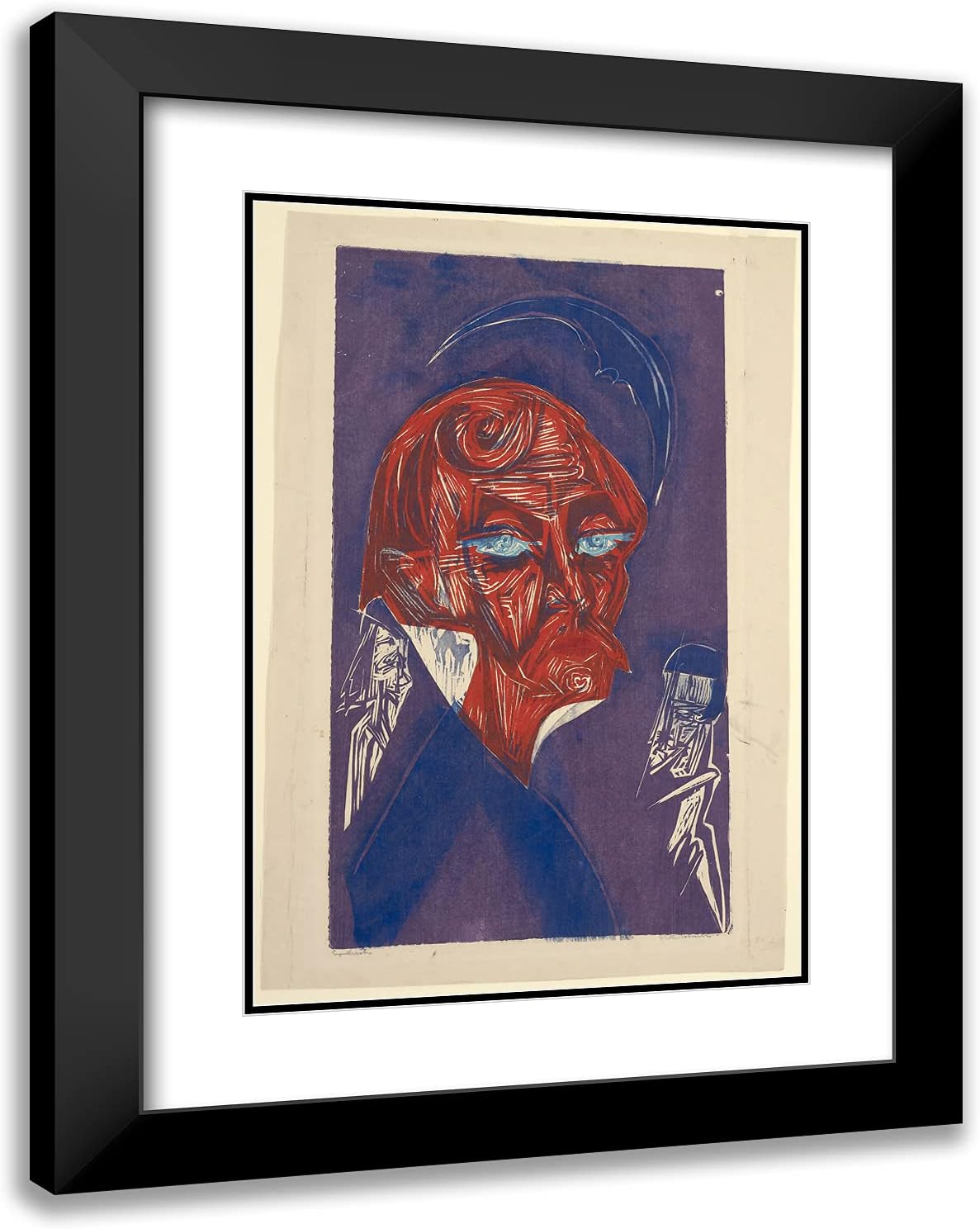 ArtDirect Ernst Ludwig Kirchner 19x24 Black Modern Framed and Double Matted Art Print Titled The Blond Painter, Stirner